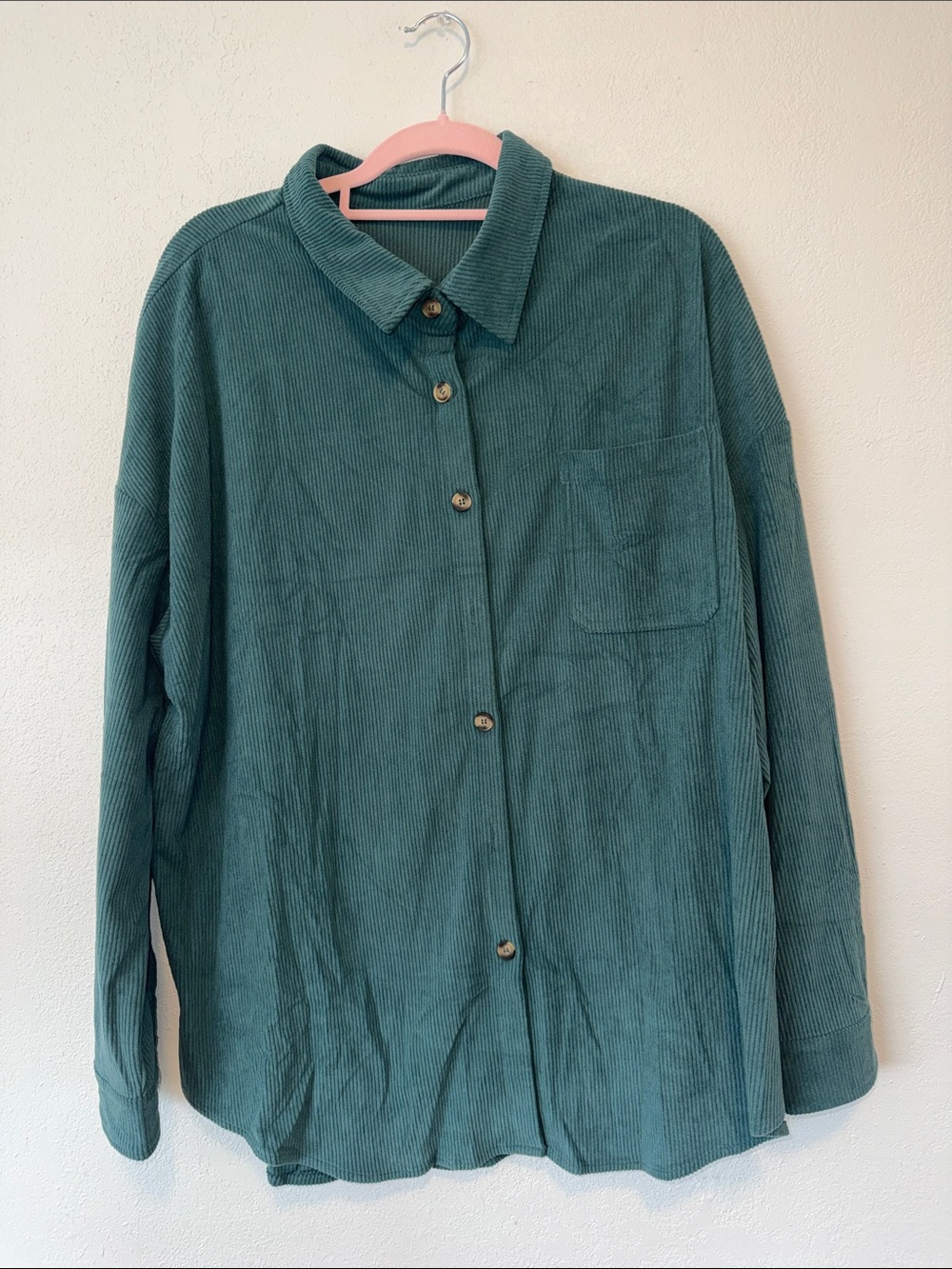 Amazon Essentials Teal Corduroy Button-Down Shirt